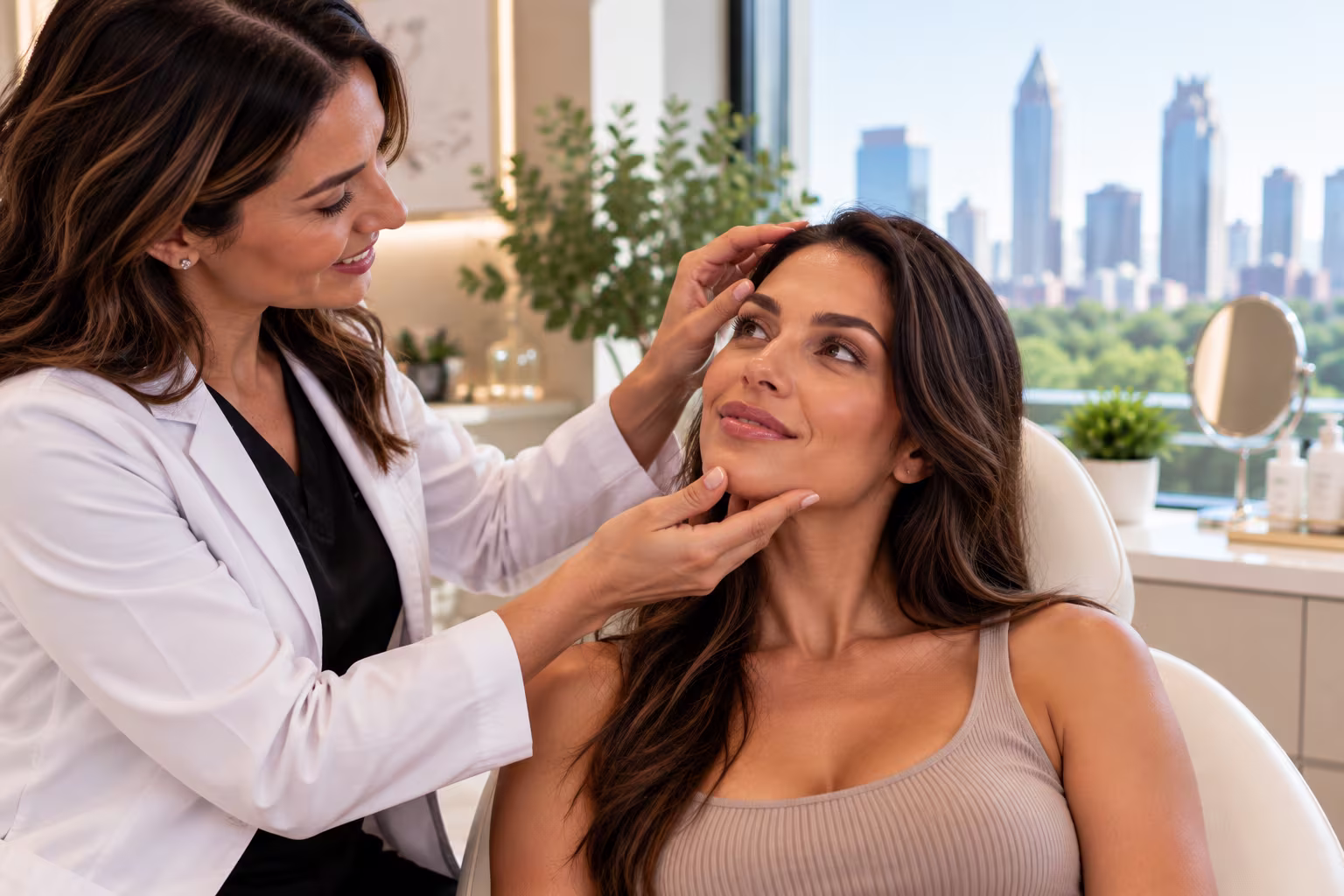 Relaxed professional client after Botox treatment for stress and wrinkles in Buckhead Georgia