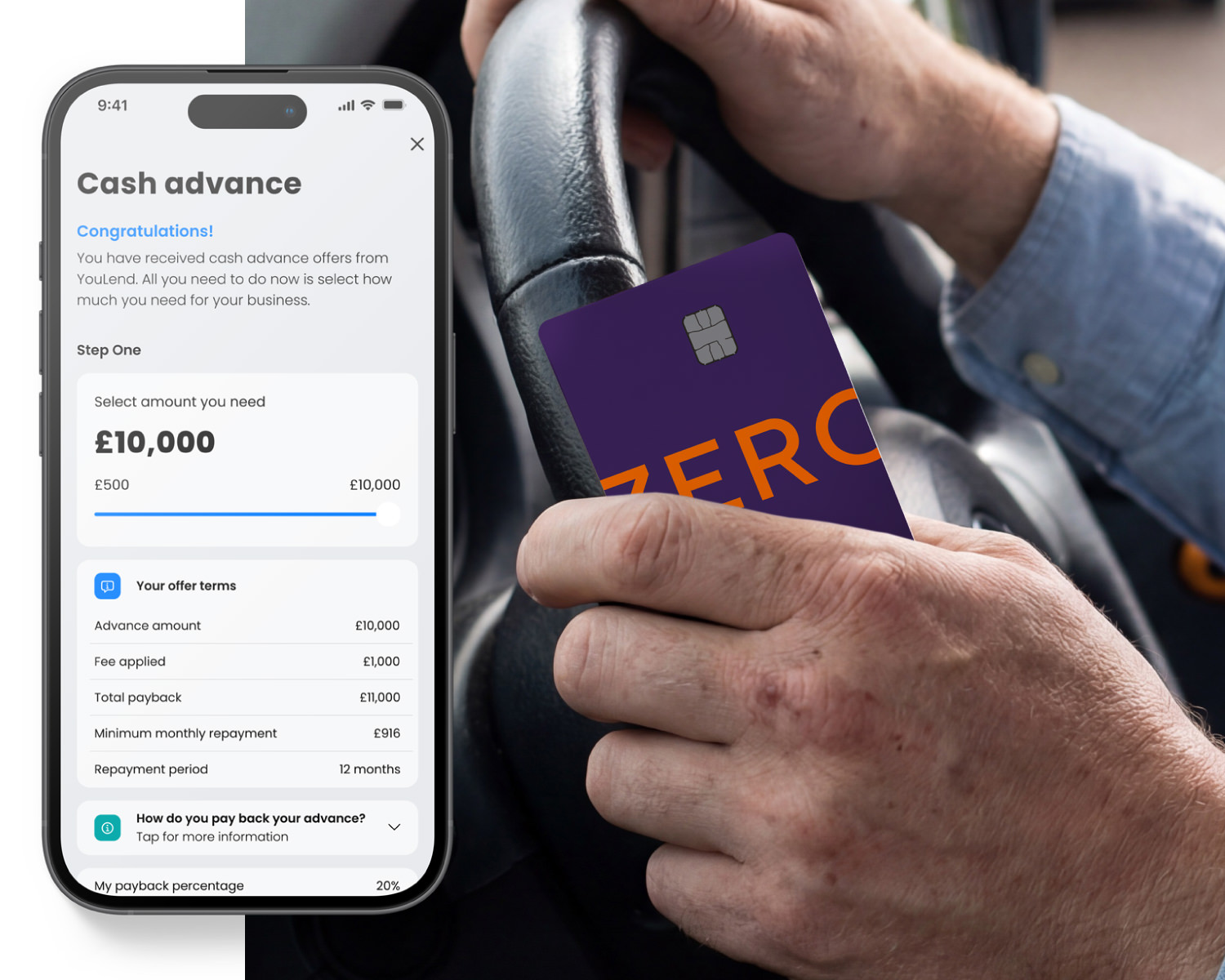 A merchant using Tap to Pay on their smartphone to accept a contactless payment from a customer.