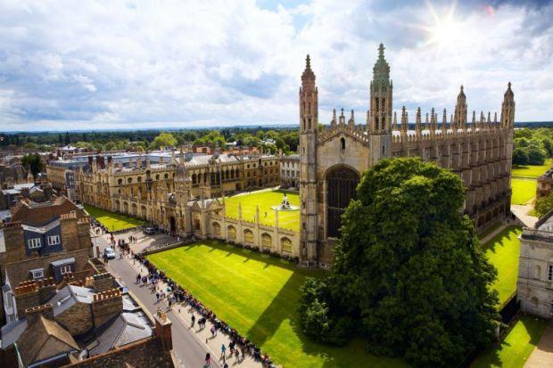 Aerial view of the University of Cambridge and King's College Chapel