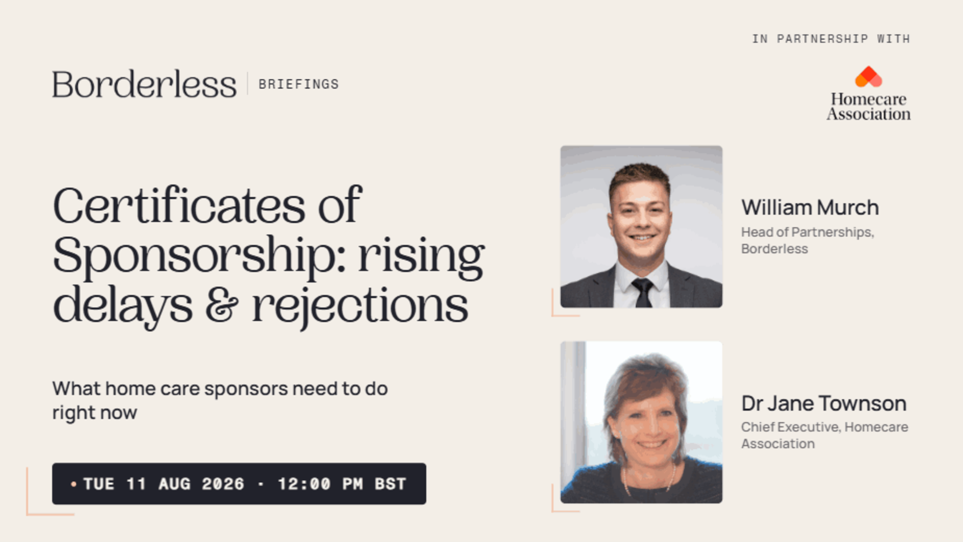 Borderless Briefings webinar: Certificates of Sponsorship, rising delays and rejections for home care sponsors