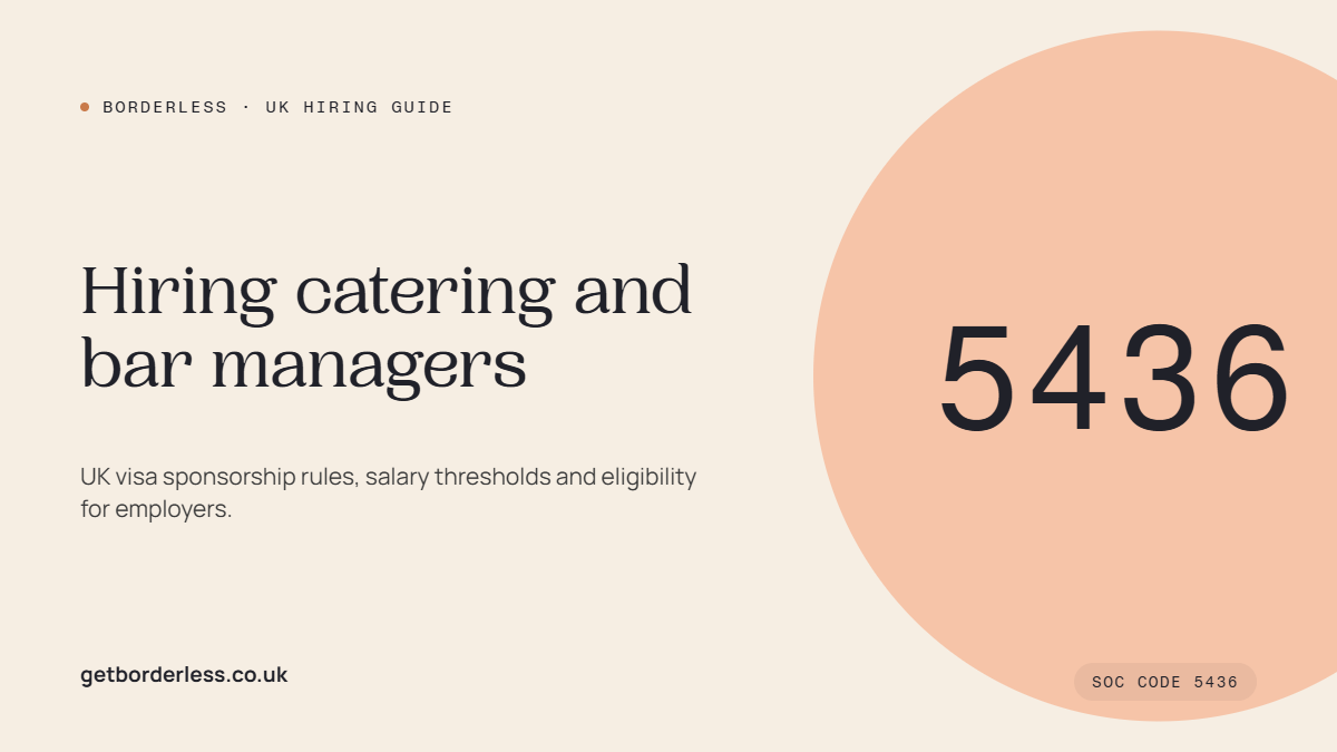 Borderless article graphic: hiring and sponsoring catering and bar managers (SOC Code 5436)
