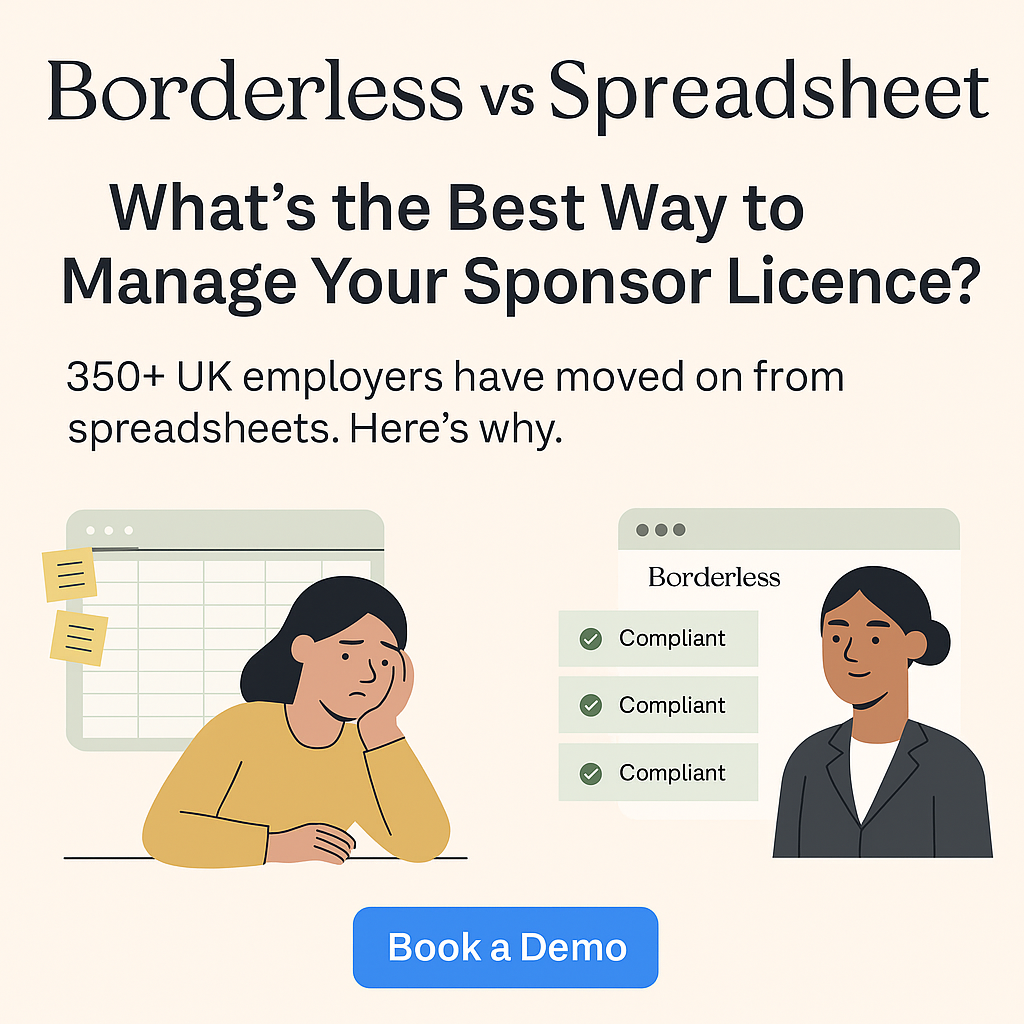 Borderless article graphic: Borderless vs spreadsheets, the best way to manage your sponsor licence