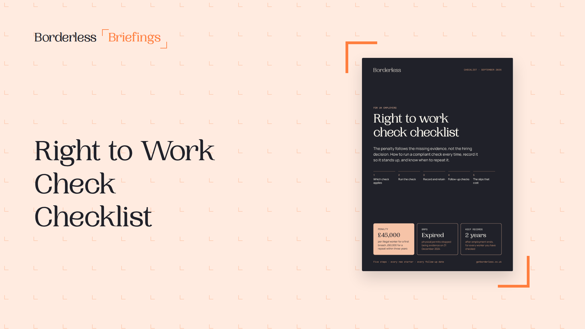 Borderless checklist cover: Right to Work check checklist