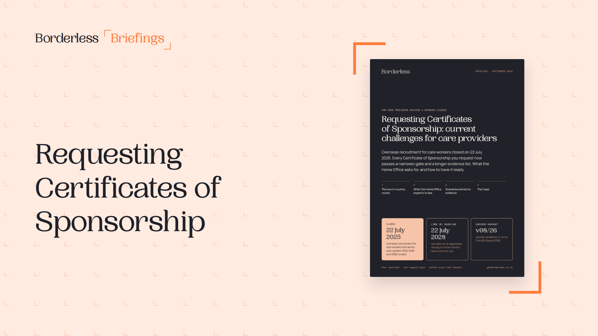 Borderless guide cover: requesting Certificates of Sponsorship for care providers
