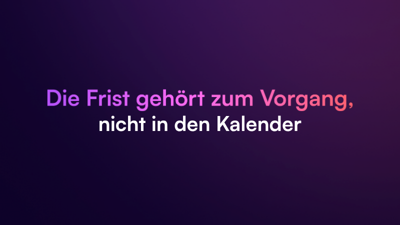 Die Frist gehört zum Vorgang, nicht in den Kalender