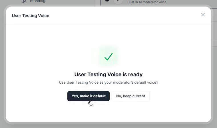 Make your new voice the default for every test