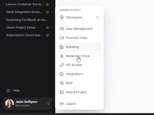 Find Moderator Voice in your account menu