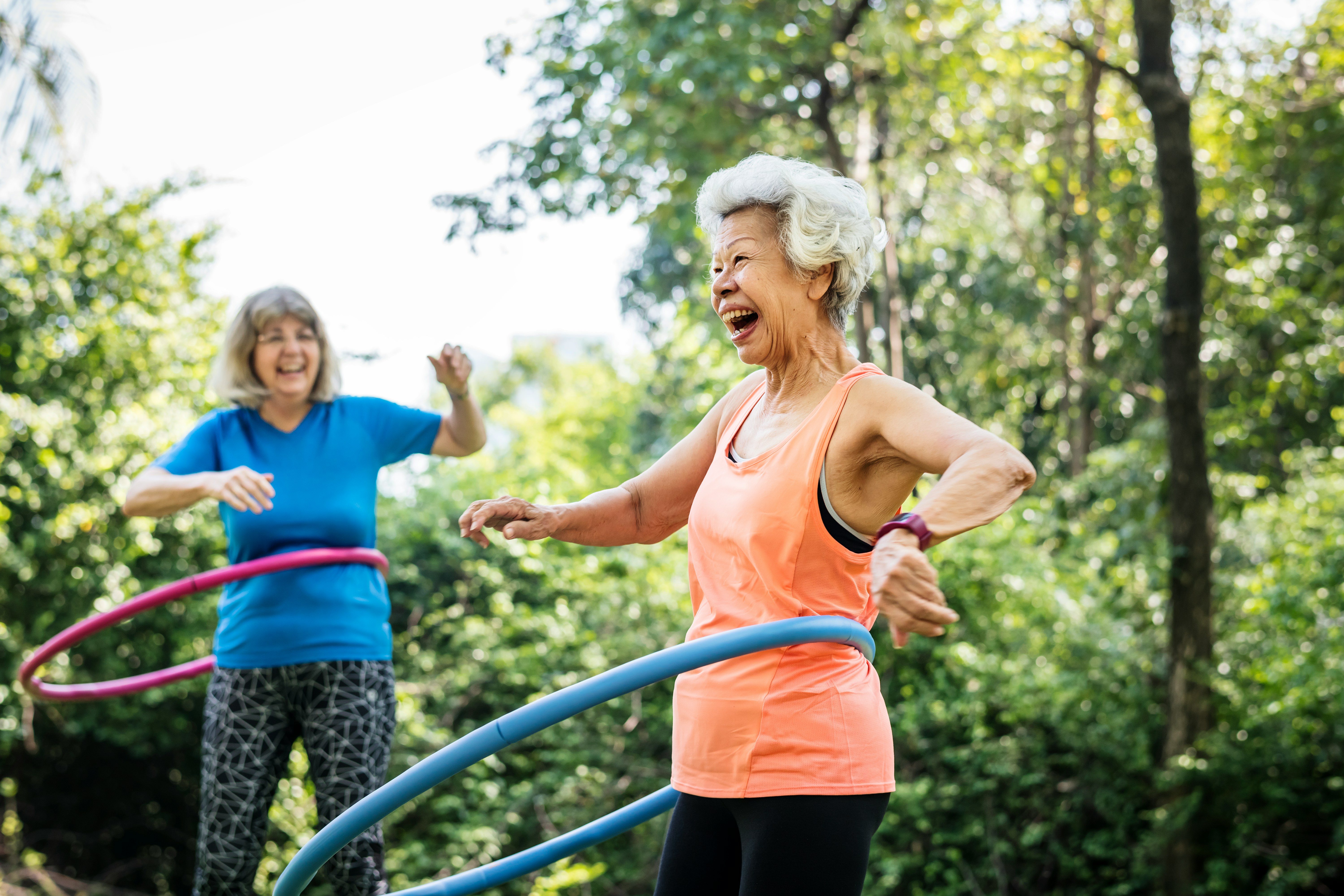 Elderly women hoola hooping