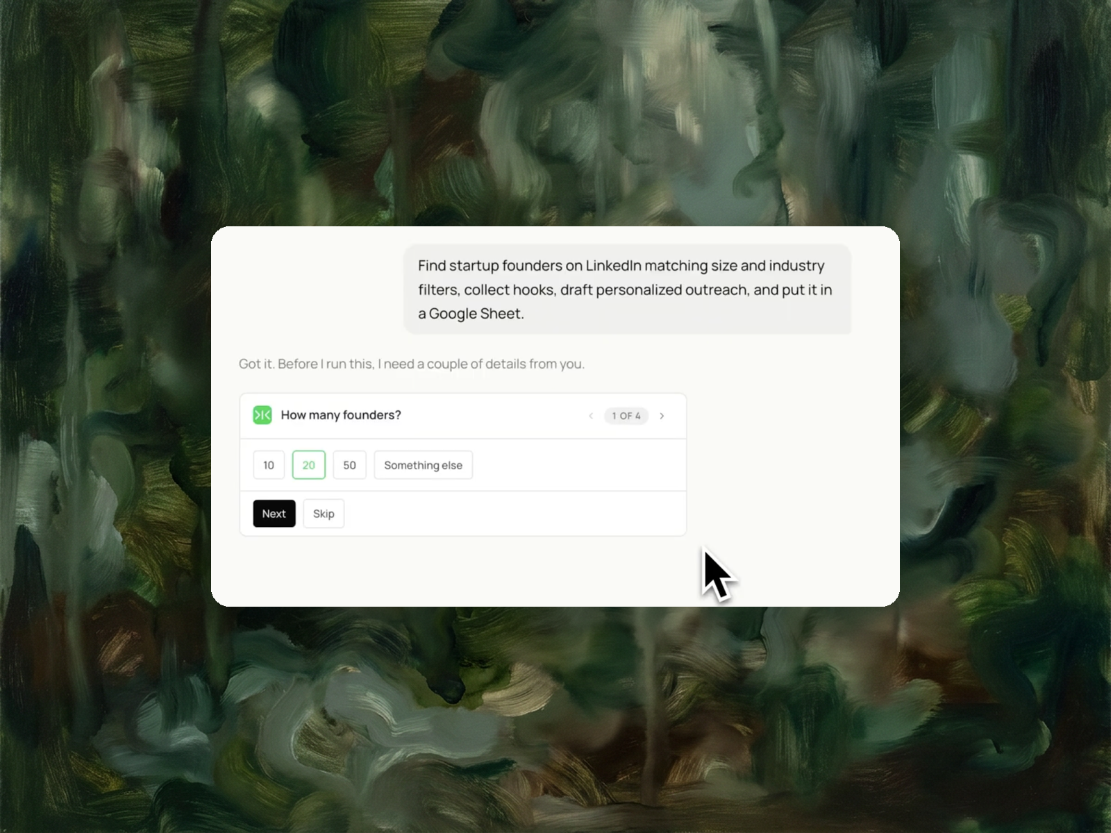 Find stealth startup founders on LinkedIn and get personalized outreach drafted for each one