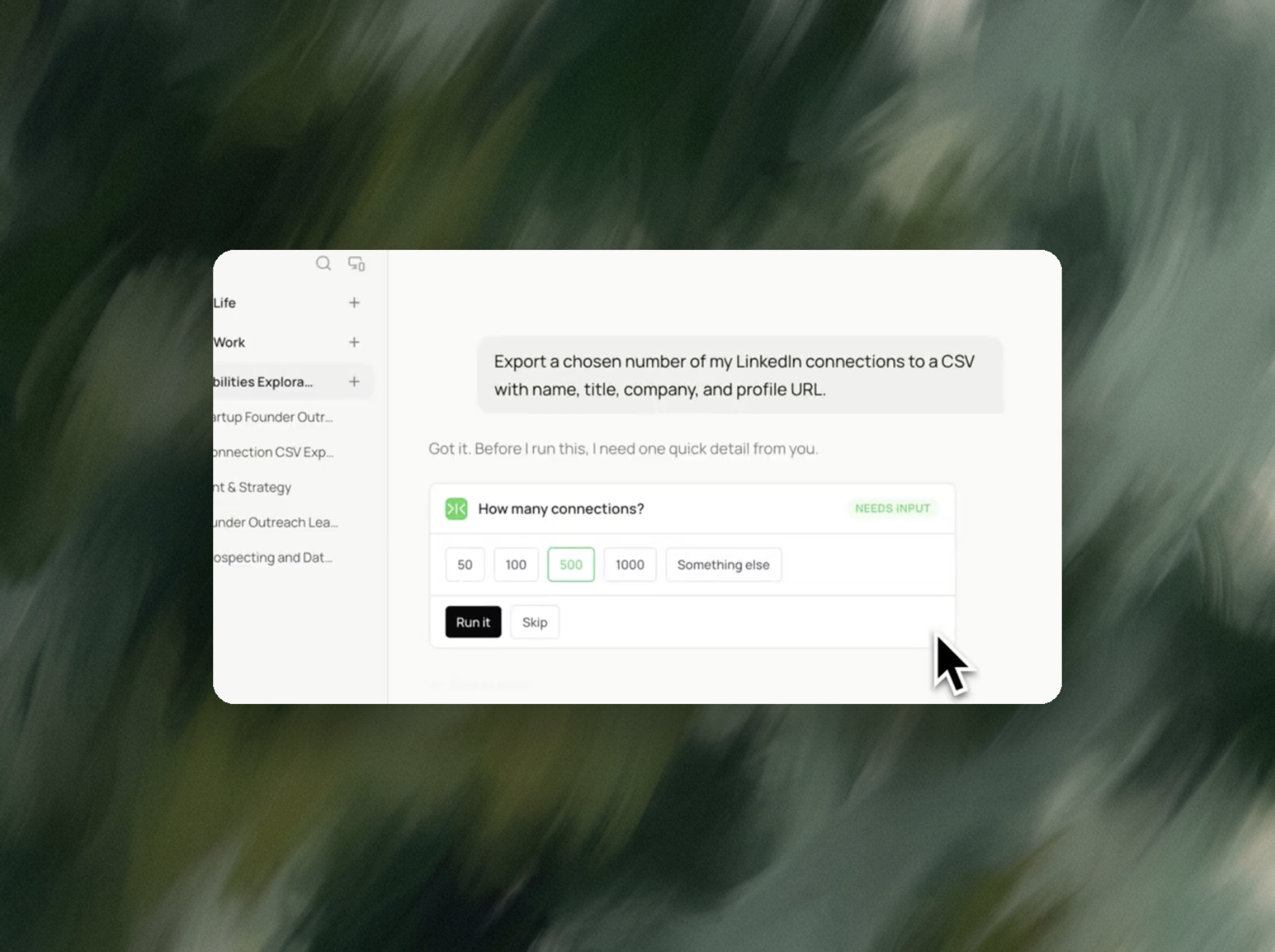 Extract LinkedIn profile data into a spreadsheet without a scraper 