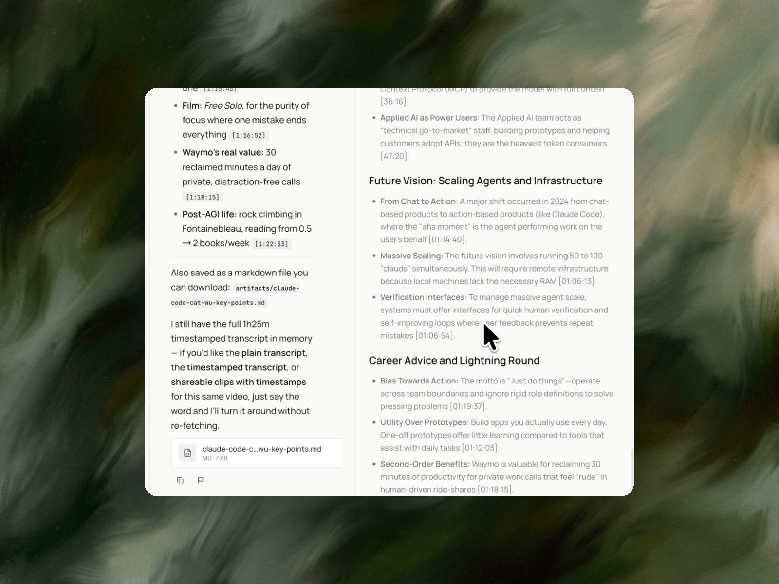Summarize a YouTube video — or transcribe it, timestamp it, or describe what's on screen