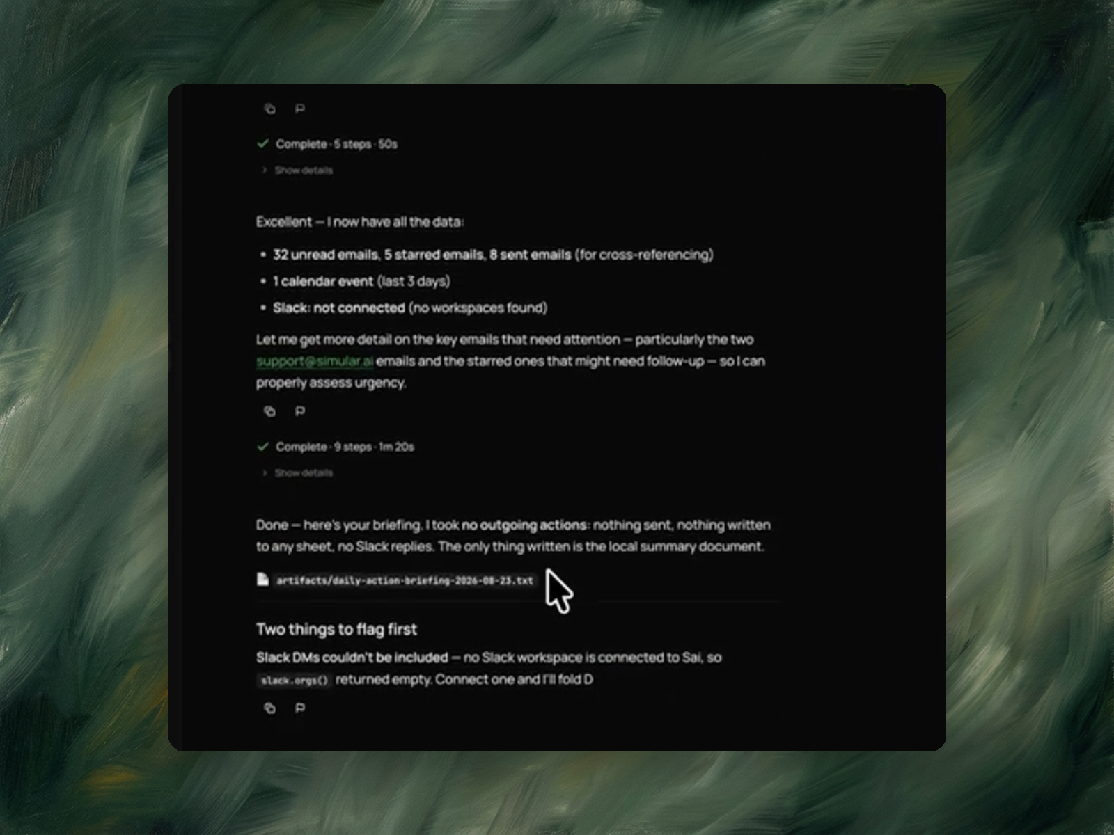 Find the tasks in your email, calendar and Slack before you plan your day