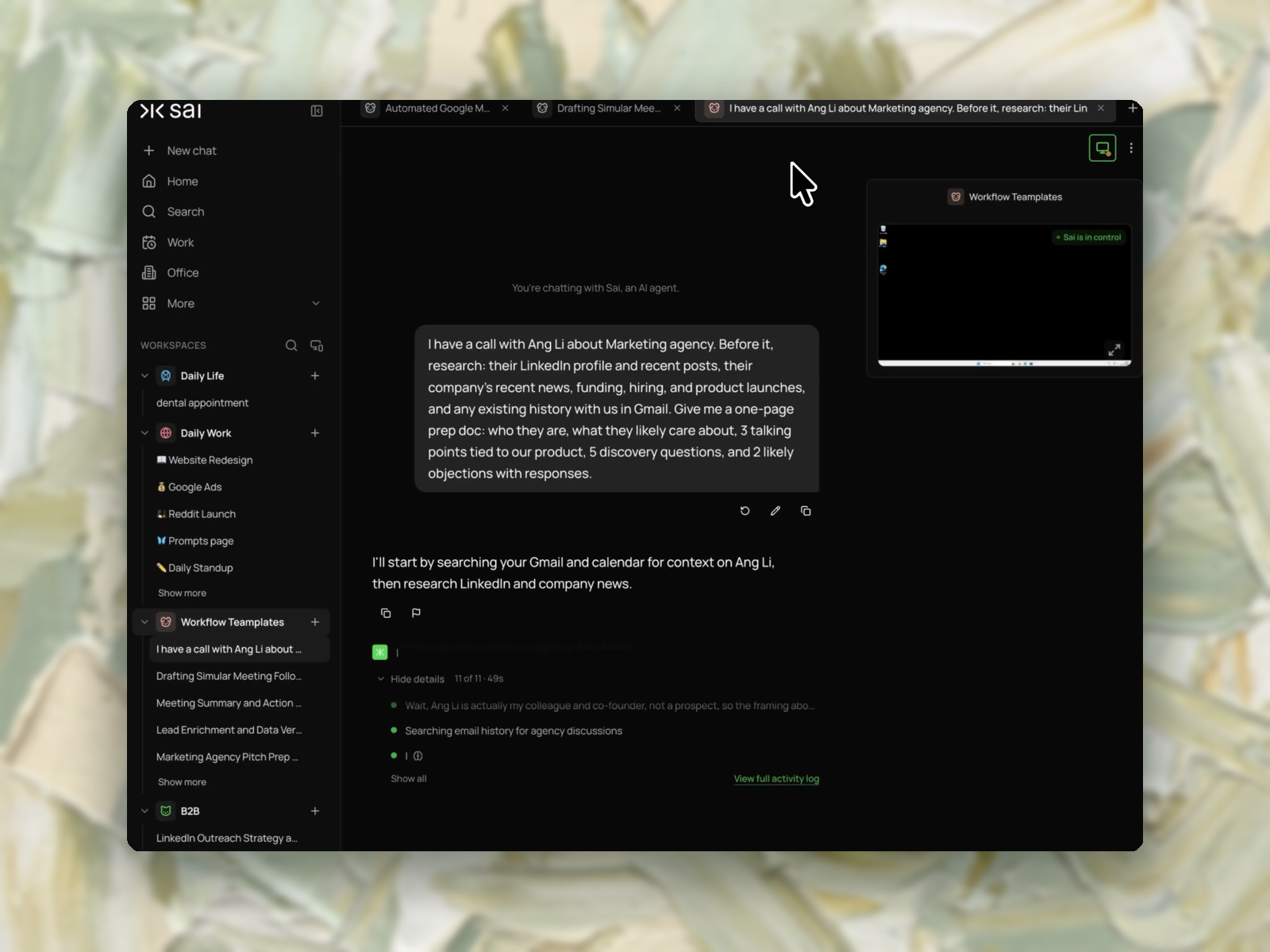 Run AI meeting prep for sales calls that have no meeting history yet