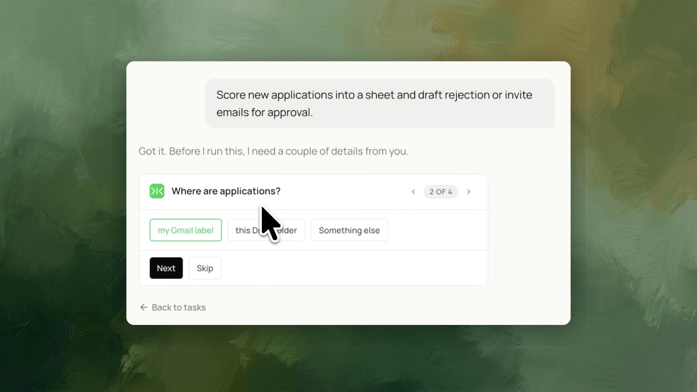 Score new applications into a pipeline sheet before any candidate reply is sent