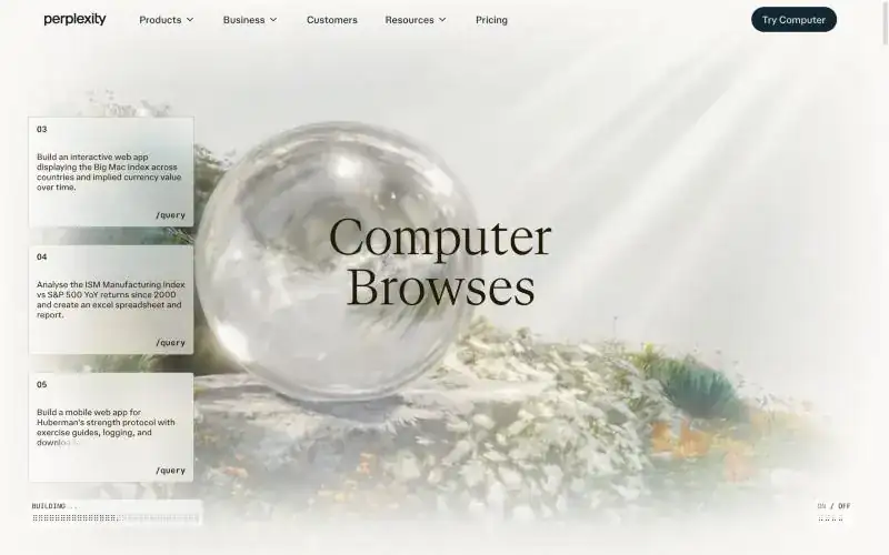 Perplexity Computer homepage
