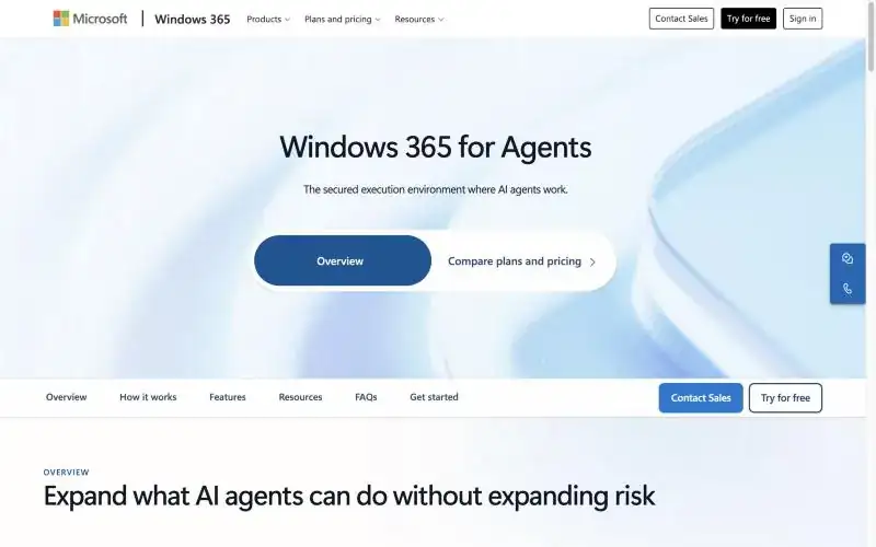 Windows 365 for Agents homepage