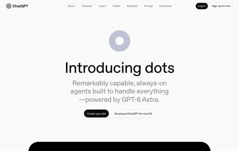 OpenAI dots homepage