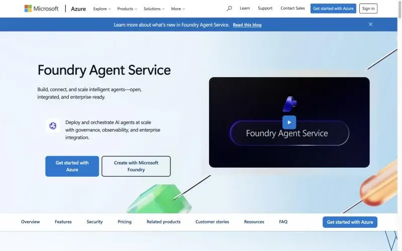 Microsoft Foundry Agent Service page