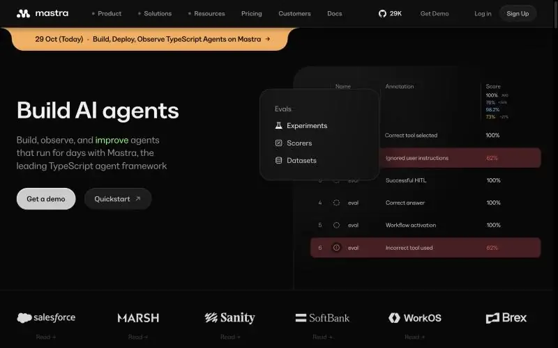 Mastra homepage