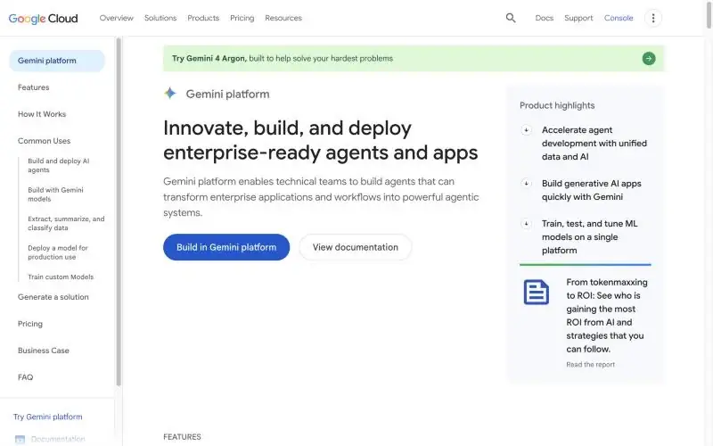 Google Gemini platform page