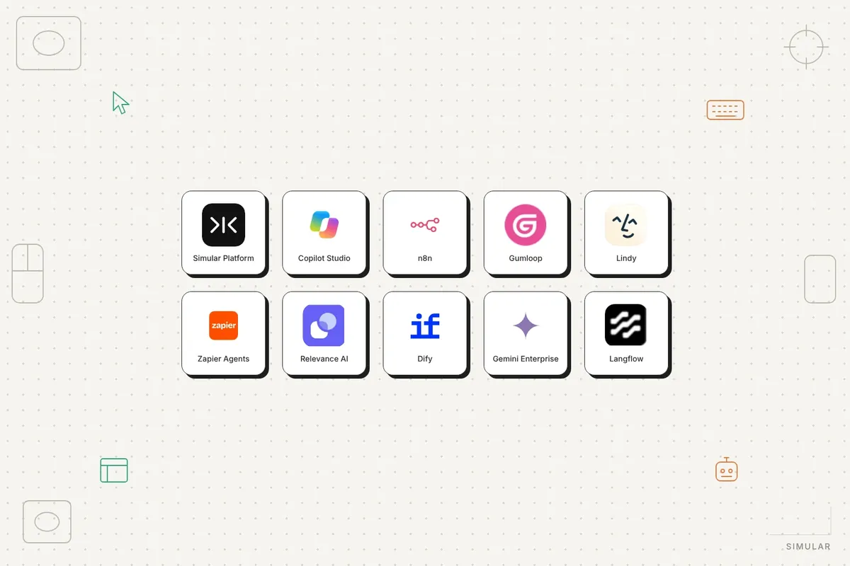 The best AI agent builders in 2026: Simular Platform, Copilot Studio, n8n, Gumloop, Lindy, Zapier Agents, Relevance AI, Dify, Gemini Enterprise and Langflow