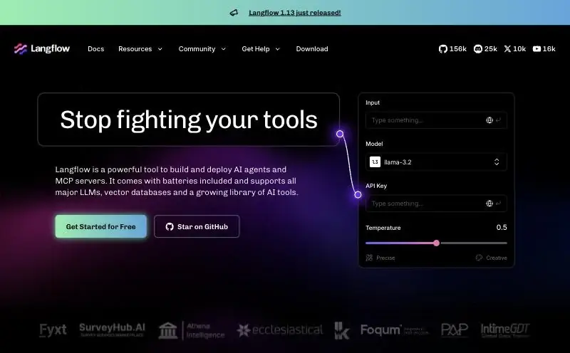 Langflow homepage