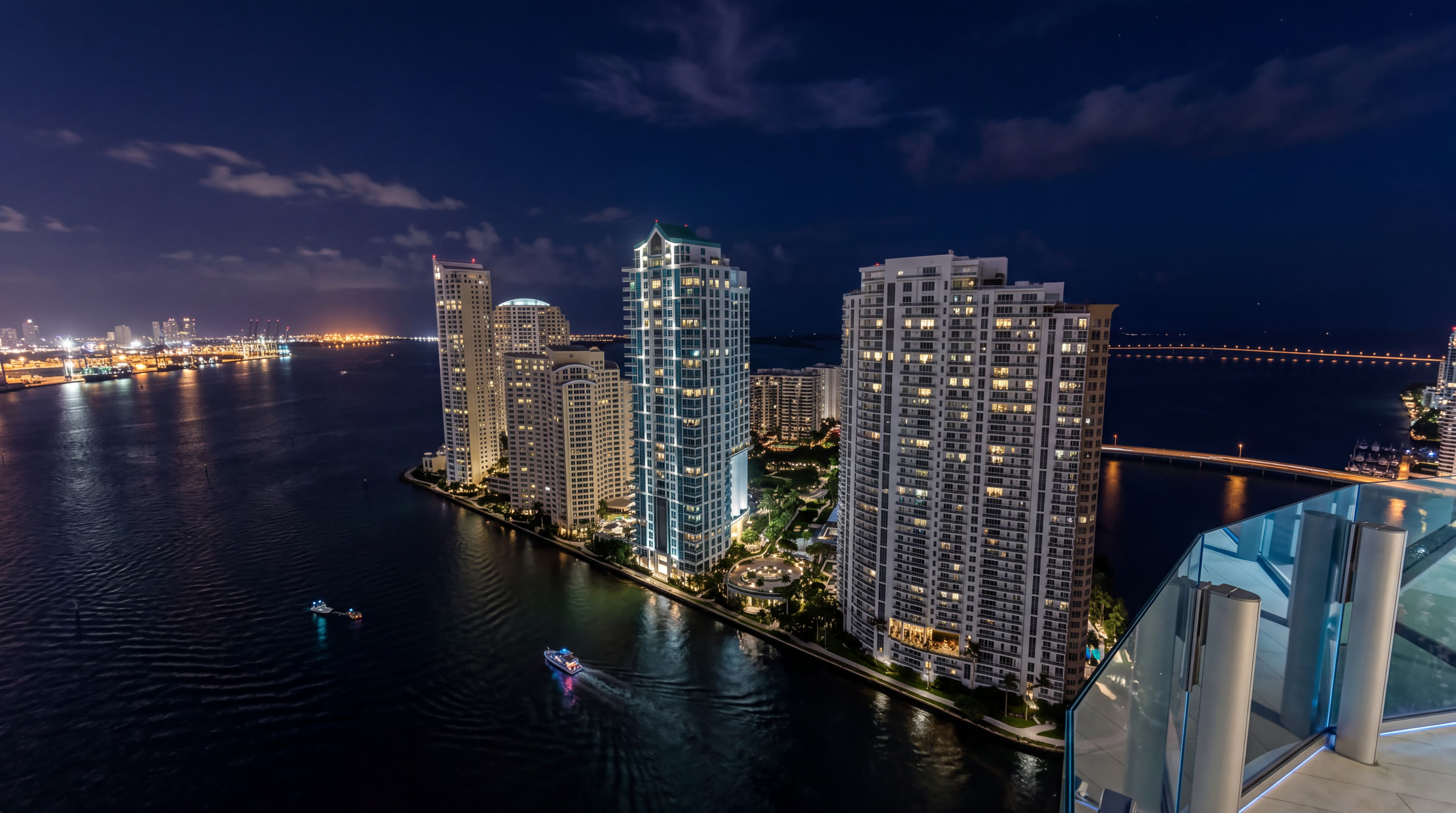 Aston Martin Residences Miami skyline at night