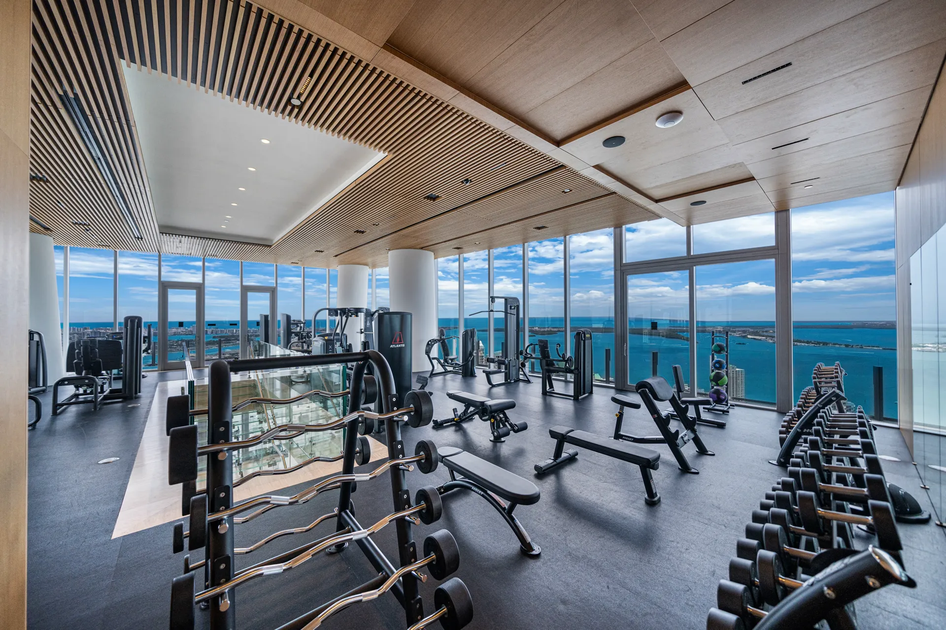 Fitness center training area at Aston Martin Residences