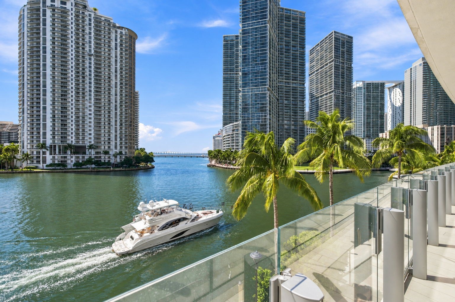 Miami skyline and bay at night from Residence 301