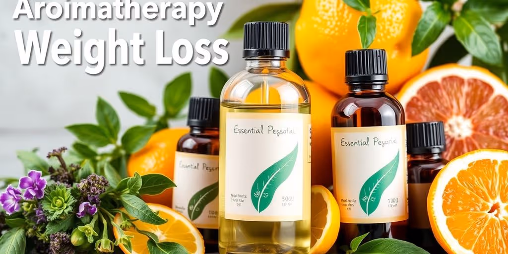 Bouteilles d'huiles essentielles et herbes fraîches.