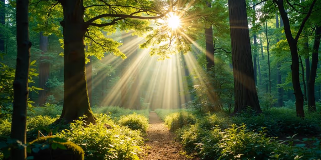 Forêt paisible favorisant le bien-être et la détente.