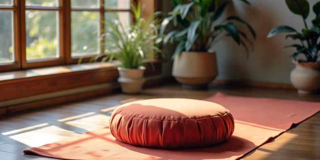 Coussin zafu coloré pour la méditation et le yoga.