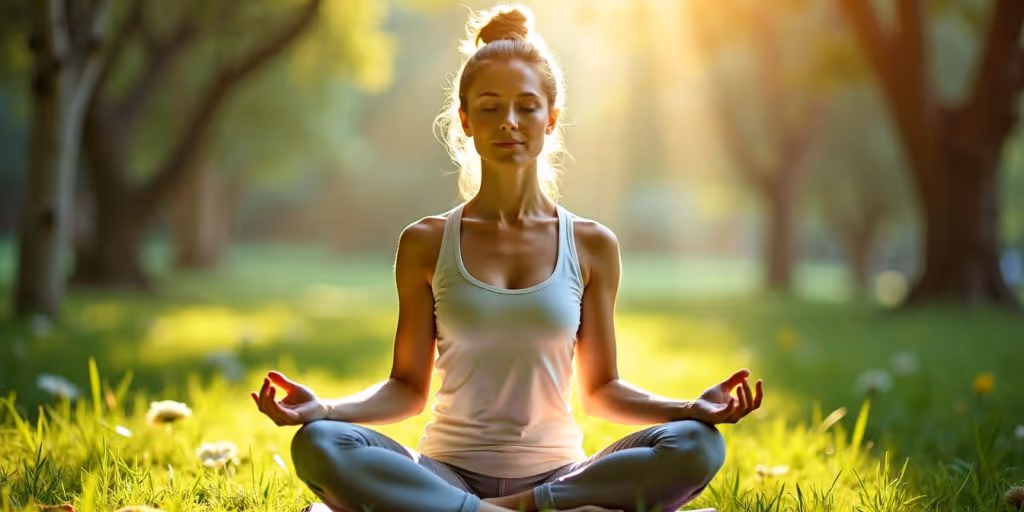 Pratiquant de yoga en pleine nature, harmonie corps-esprit.