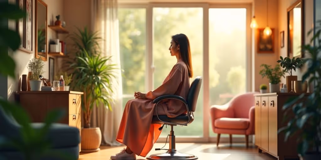 Personne se faisant couper les cheveux vibratoires.