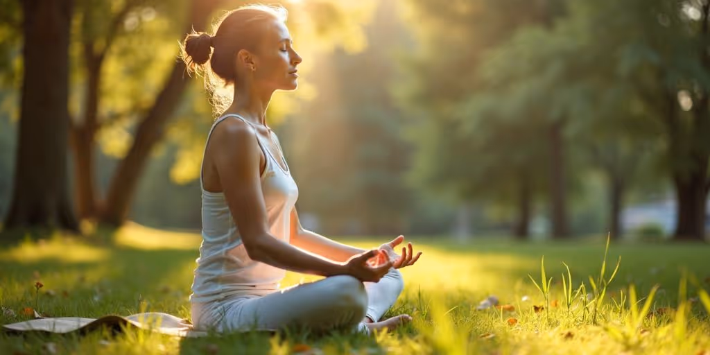 Personne pratiquant la sophrologie en pleine nature.