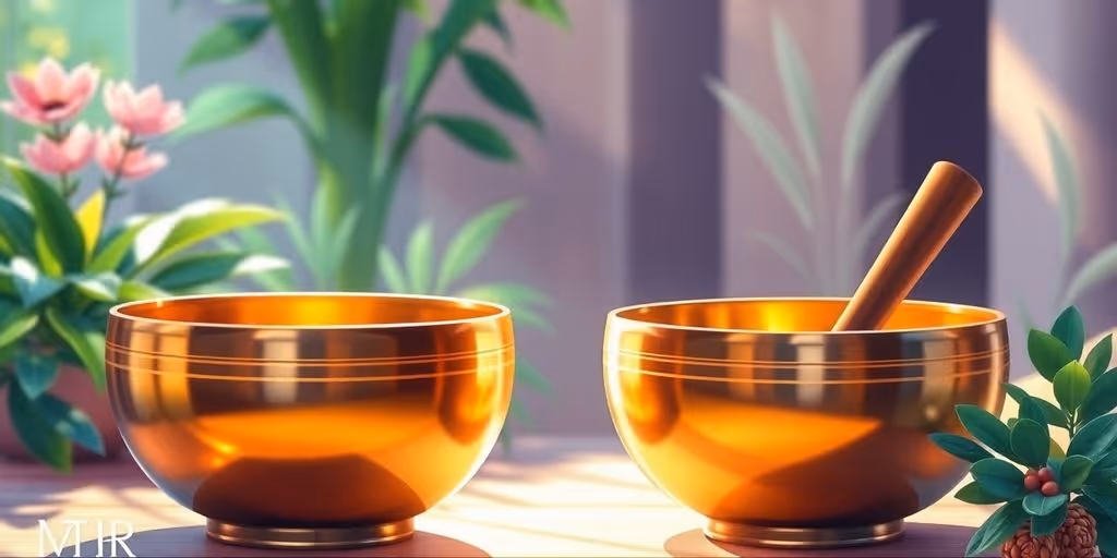 Bols chantants colorés dans un environnement apaisant.