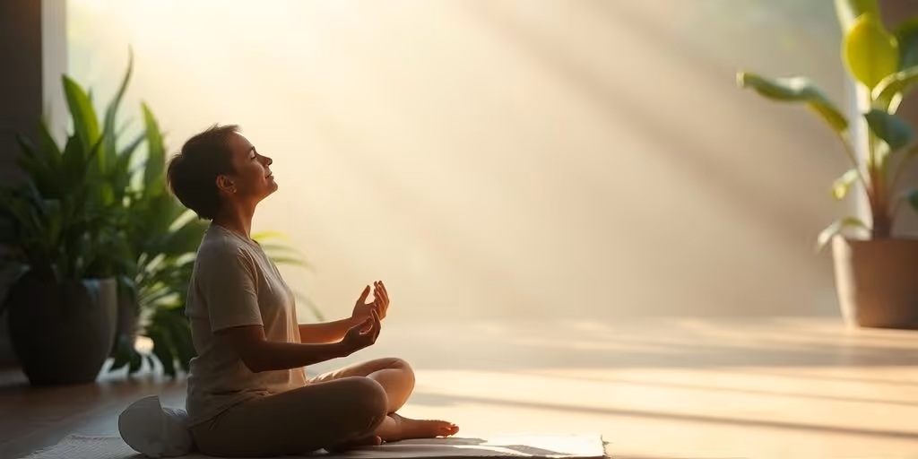 Personne méditant dans un environnement paisible et serein.