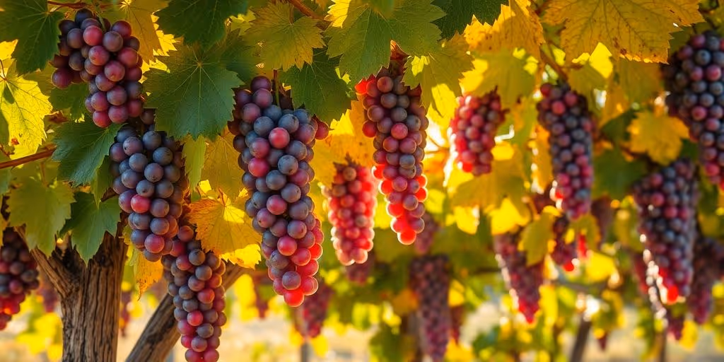 Vigne chargée de raisins mûrs en automne.