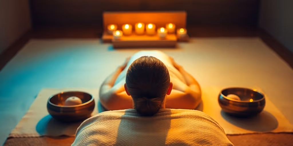 Person en train de recevoir un massage sonore apaisant.