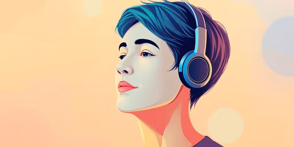 Personne avec un casque de neurofeedback, visage apaisé.