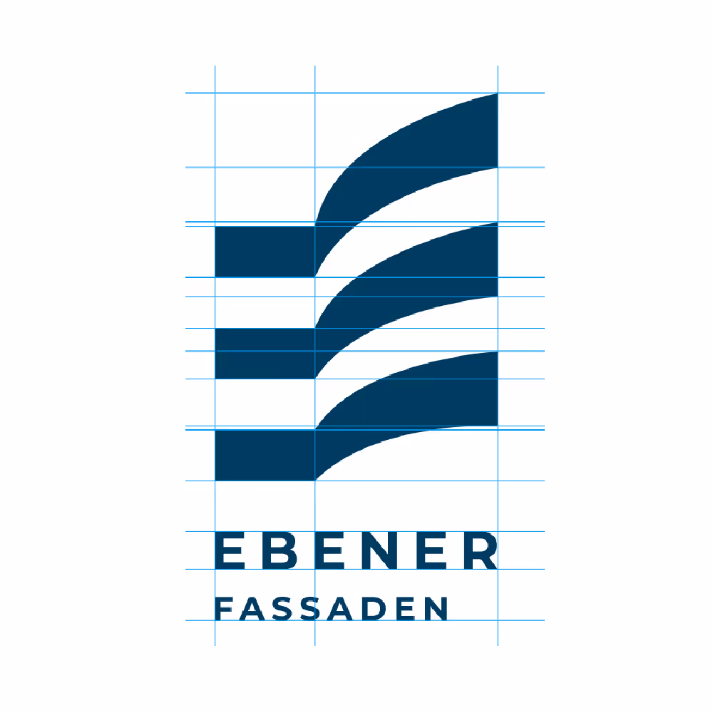 Logo verziert mit Linien, sodass man versteht was sich bei der Erstellung des Logos gedacht wurde.