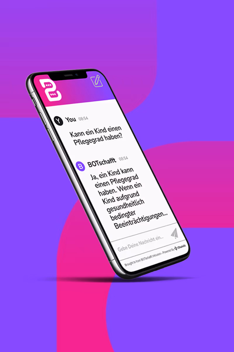 iPhone mit designtem Hintergrund zeigt KI-Chatbot