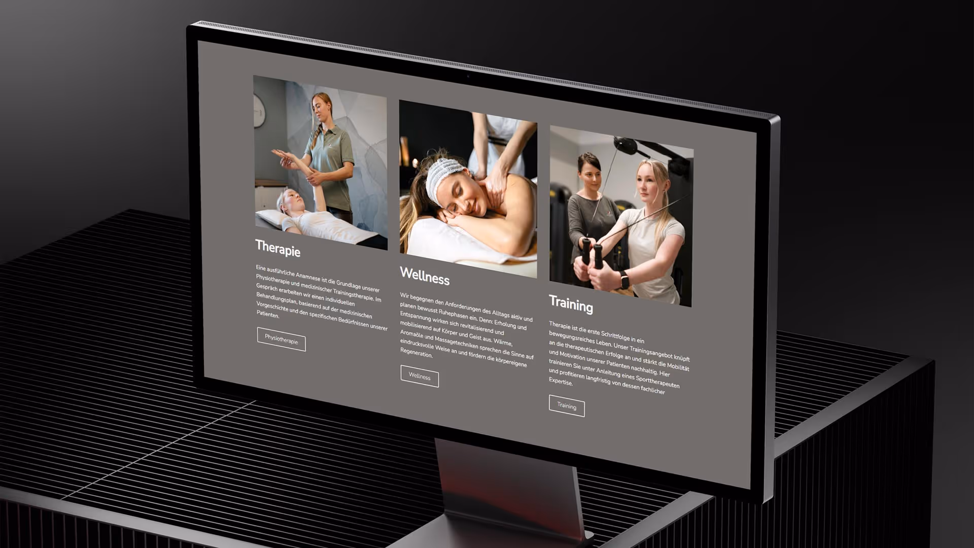 Mac Display zeigt Website. Dunkler hintergrund.
