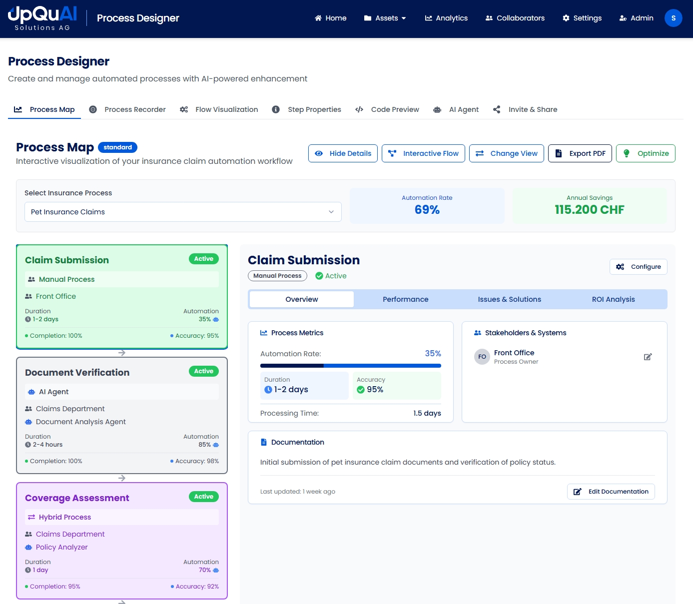 Process Designer Application showing how to mine tasks from real users in order to automate it with AI agents