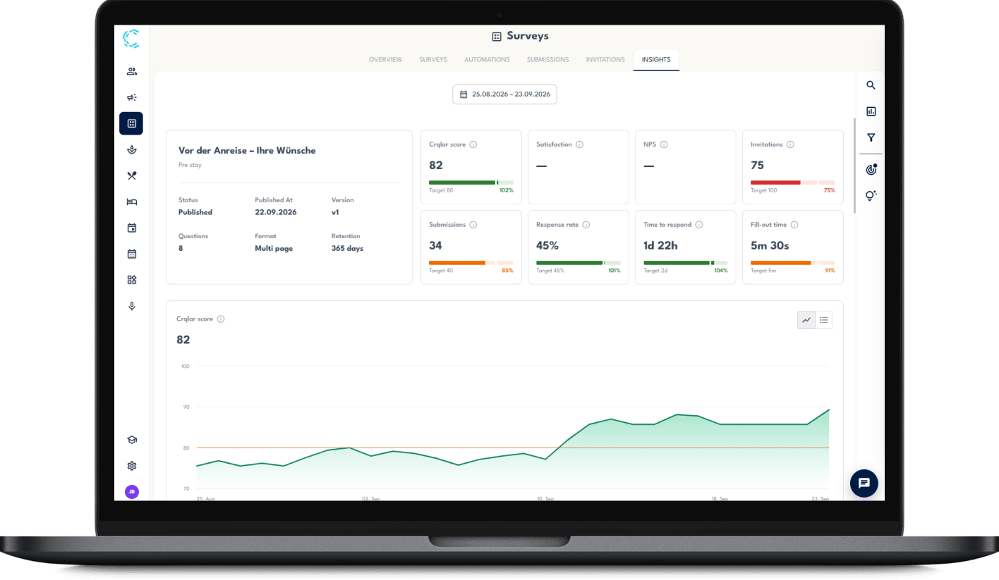 Mockup Laptop of Crqlar hotel survey tool