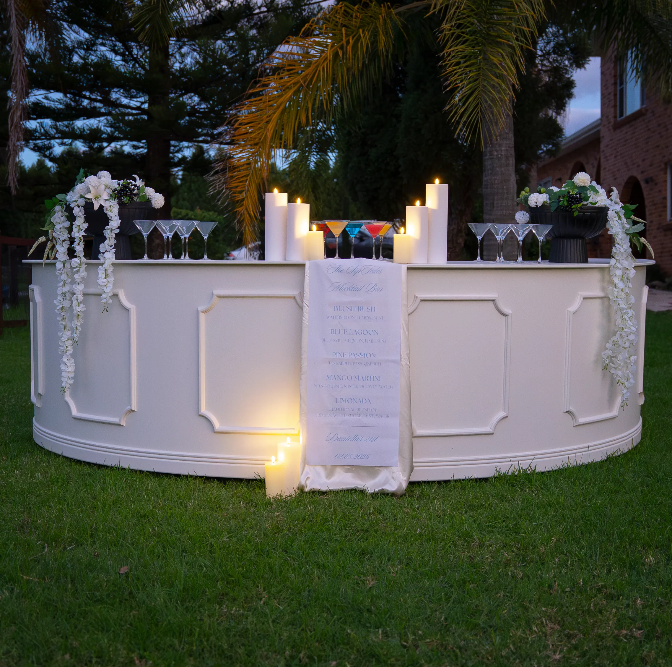 SipTales Mocktail Bar styled with florals