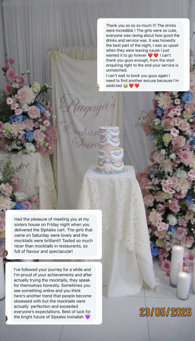 Three glowing client reviews from an enchanted soiree