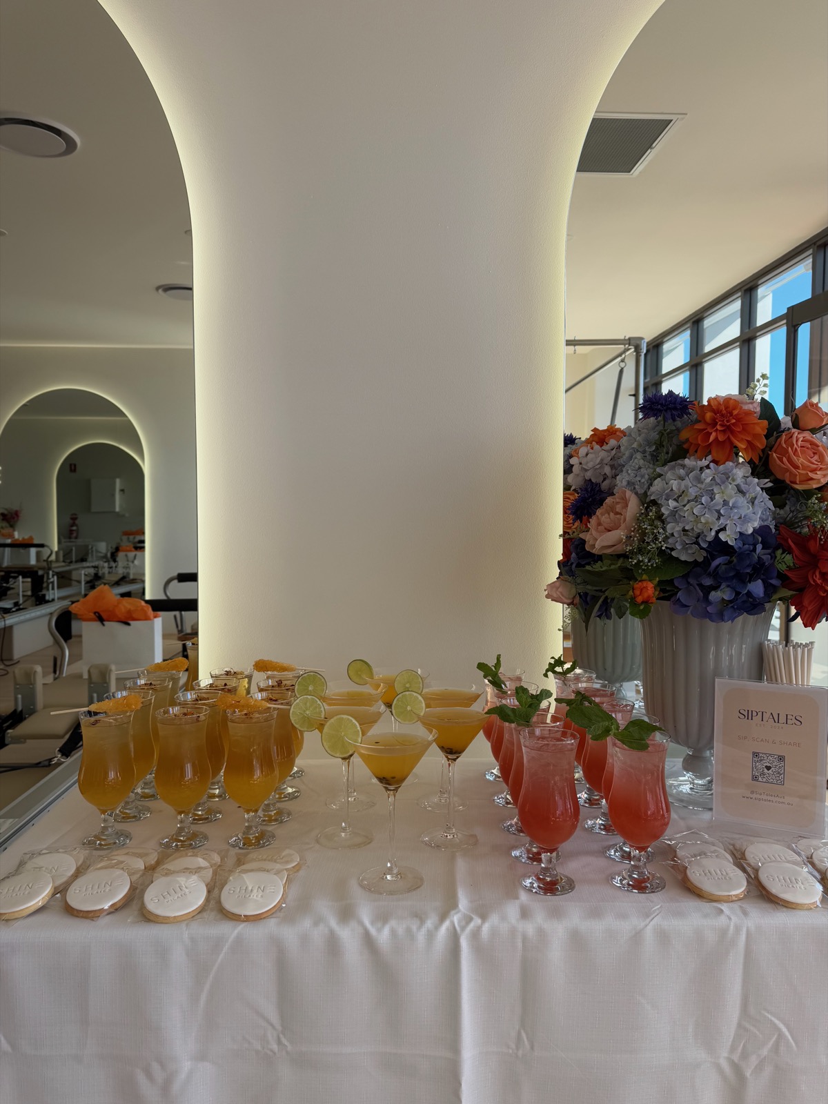 Shine Pilates grand opening mocktail display