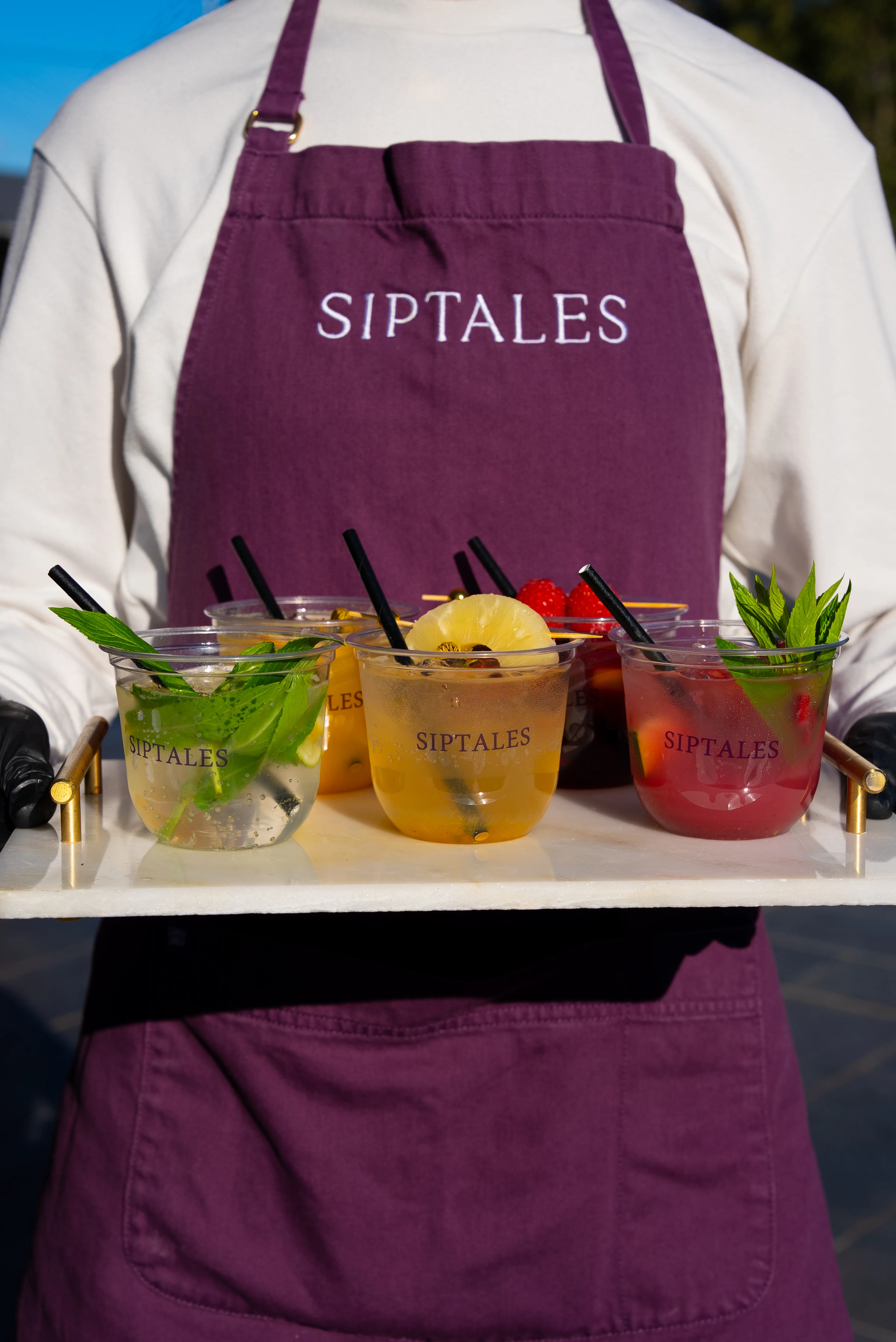 Tray of mocktails carried by our team at a ladies event