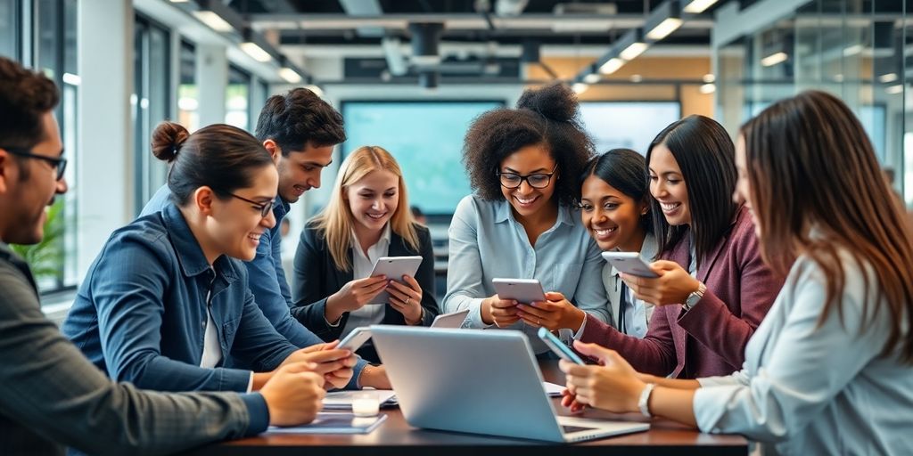 Diverse Gruppe von Fachleuten beim Online-Recruiting.